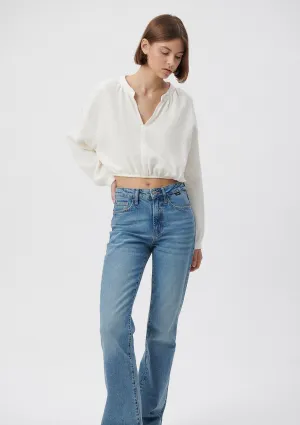 V Neck White Blouse