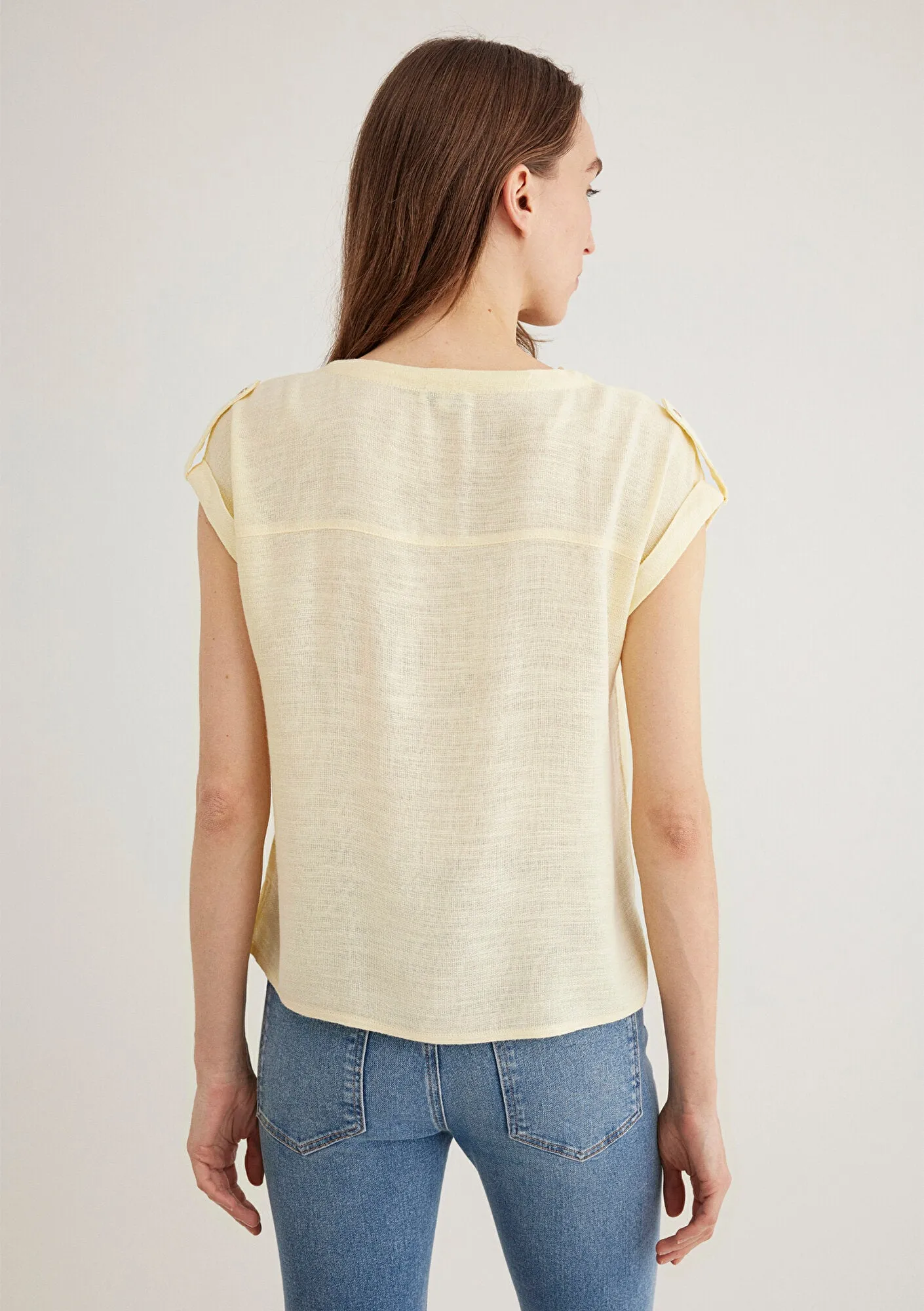V Neck Yellow Blouse
