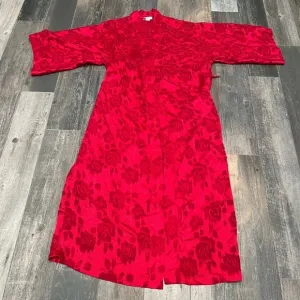 Victoria Secret VS vintage gold label red floral burnout long robe size small