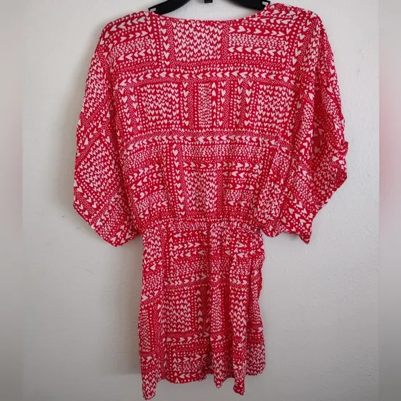 Victoria's Secret Red white heart print kimono robe cover up one size fits all