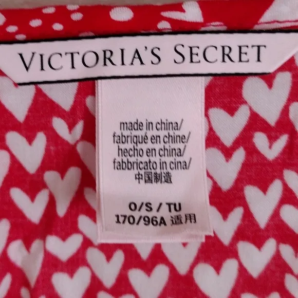 Victoria's Secret Red white heart print kimono robe cover up one size fits all
