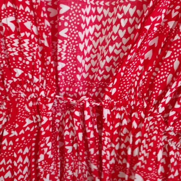 Victoria's Secret Red white heart print kimono robe cover up one size fits all