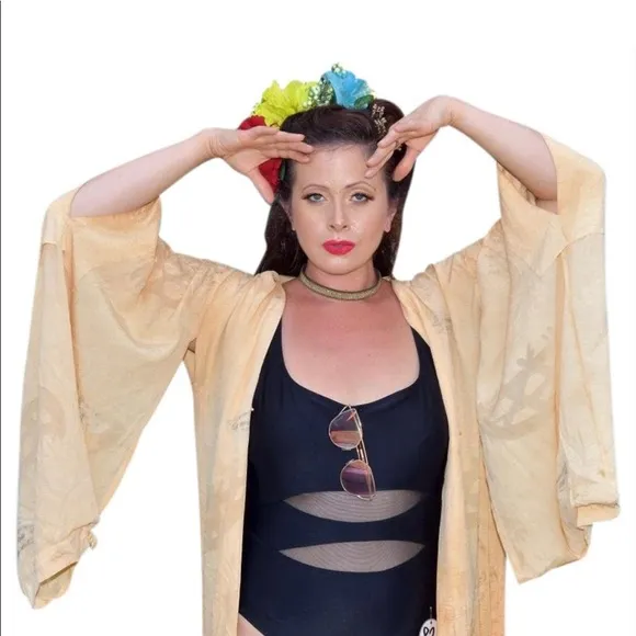 Vintage Asian yellow kimono robe