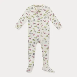 White Dinoland Footed Pajamas