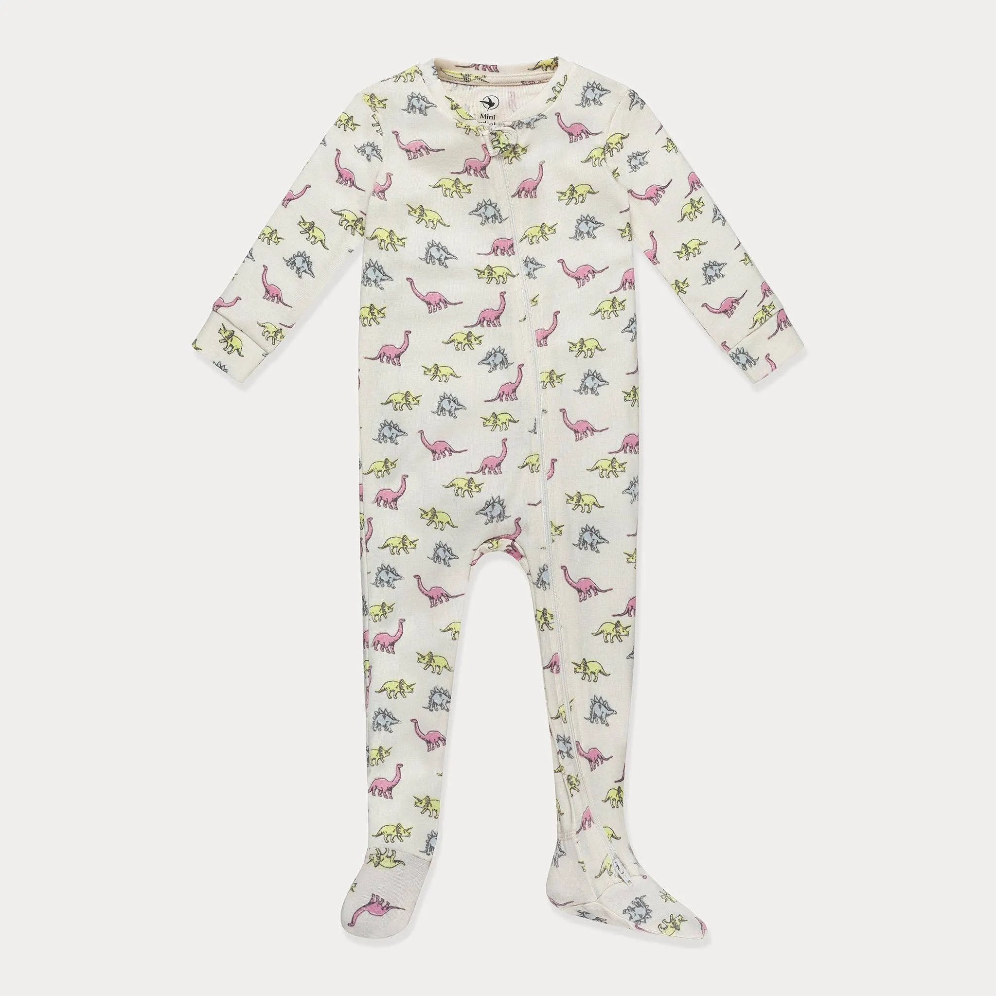 White Dinoland Footed Pajamas