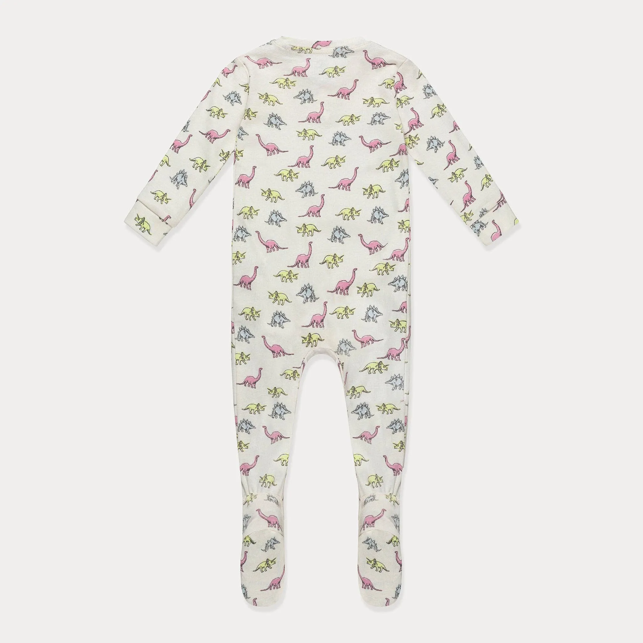 White Dinoland Footed Pajamas