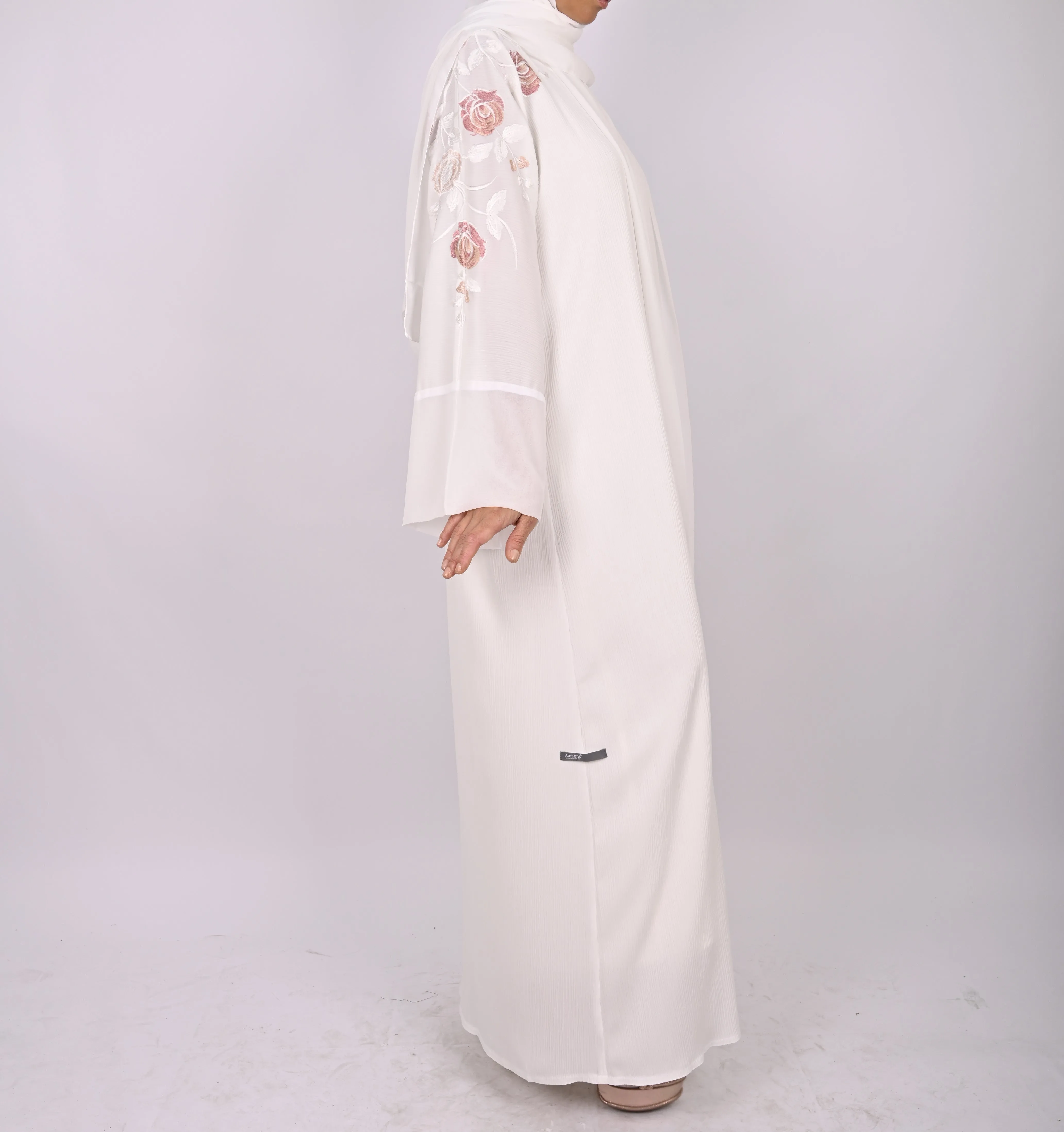 White Multi Floral Embroidery Kimono