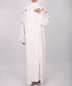 White Multi Floral Embroidery Kimono