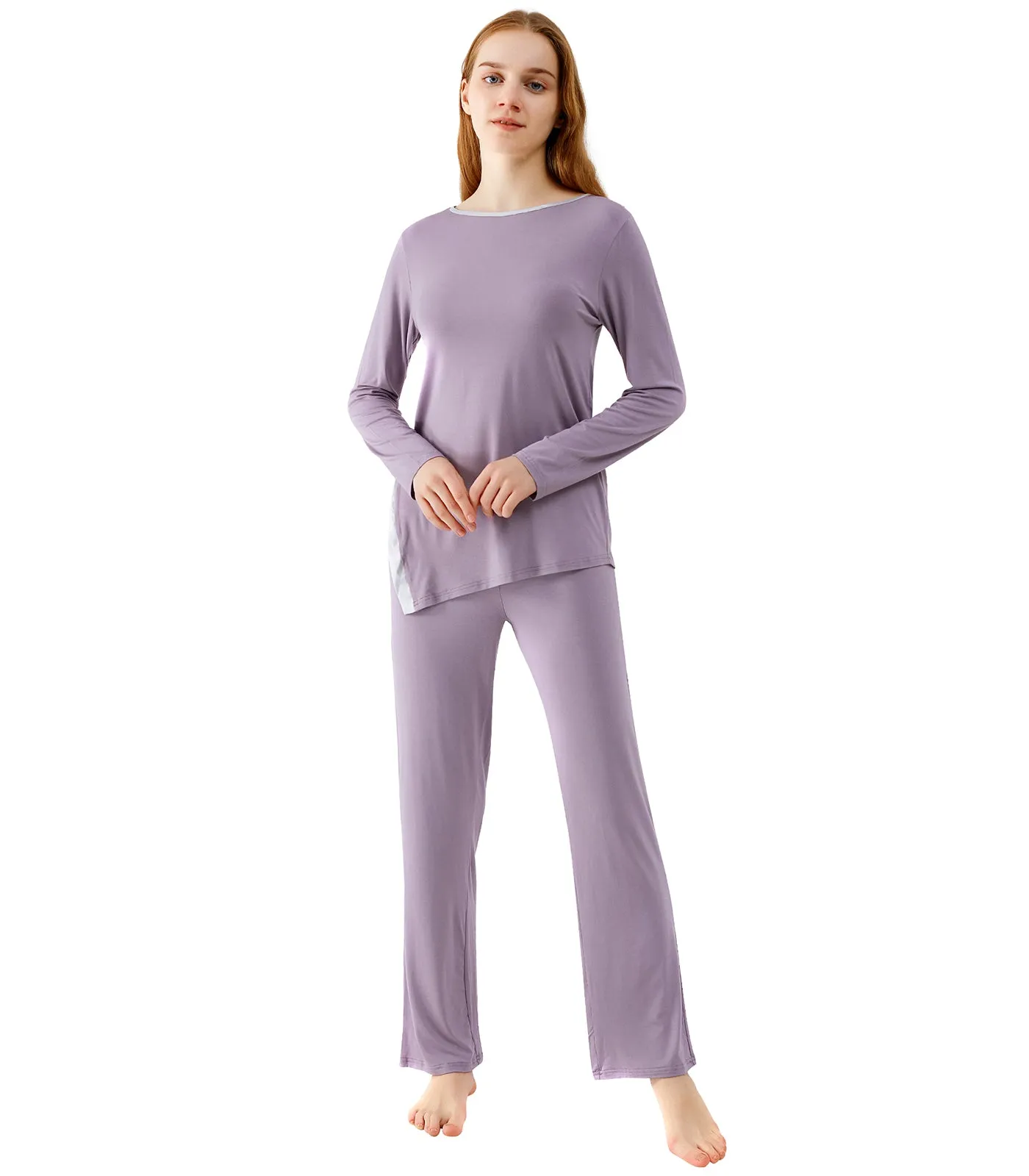 WiWi Bamboo Pajamas Set for Women Long Sleeve Sleepwear