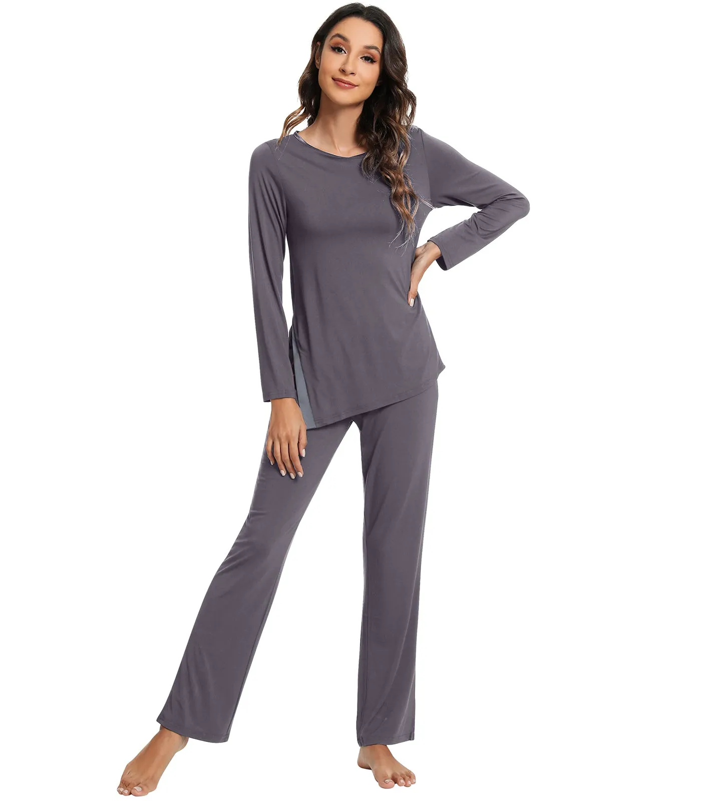 WiWi Bamboo Pajamas Set for Women Long Sleeve Sleepwear