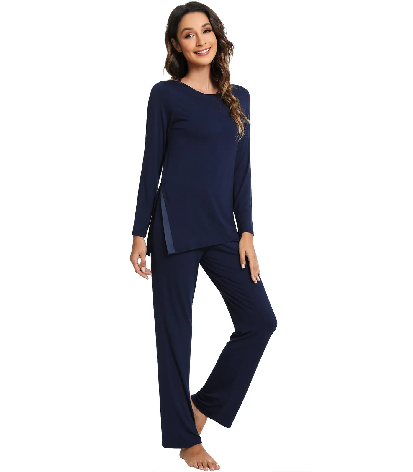 WiWi Bamboo Pajamas Set for Women Long Sleeve Sleepwear