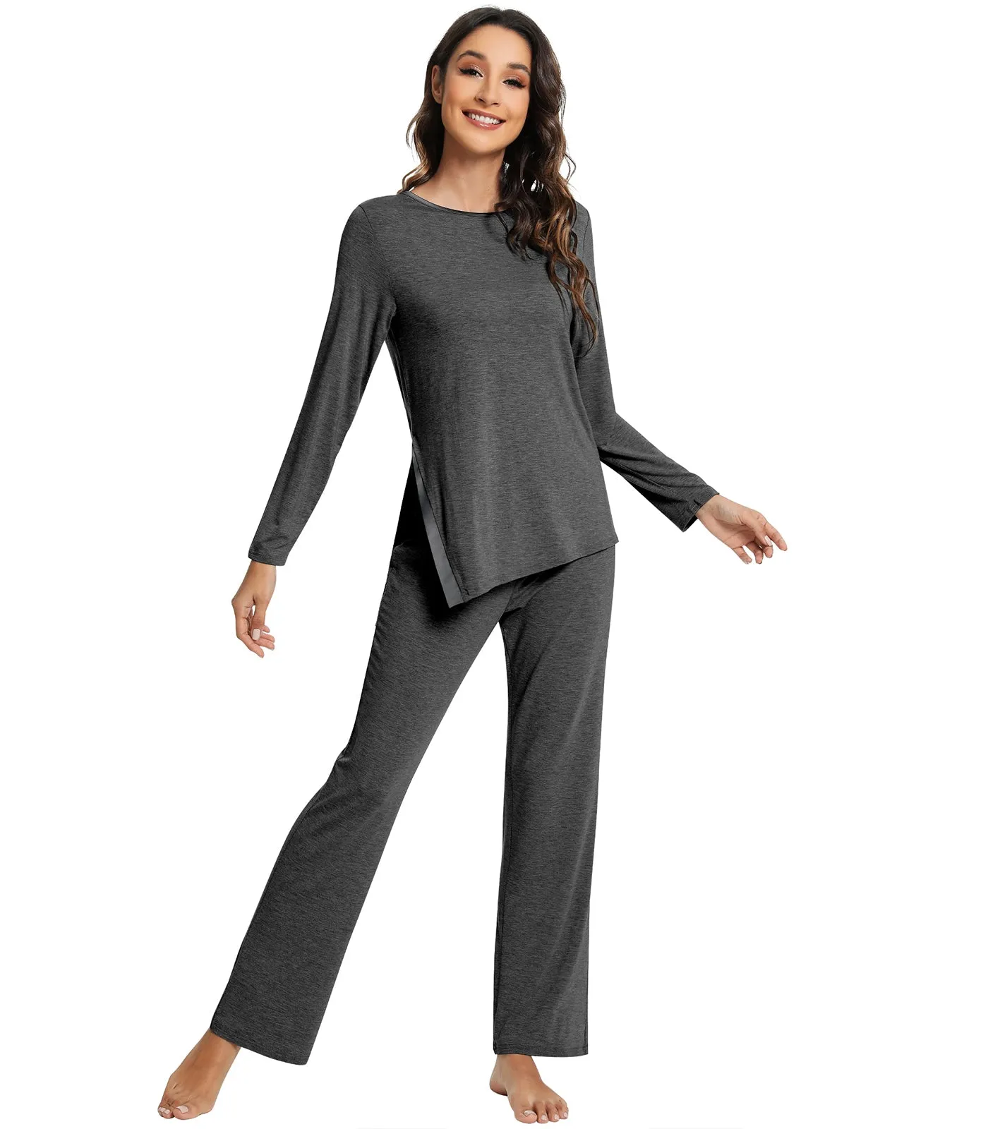 WiWi Bamboo Pajamas Set for Women Long Sleeve Sleepwear
