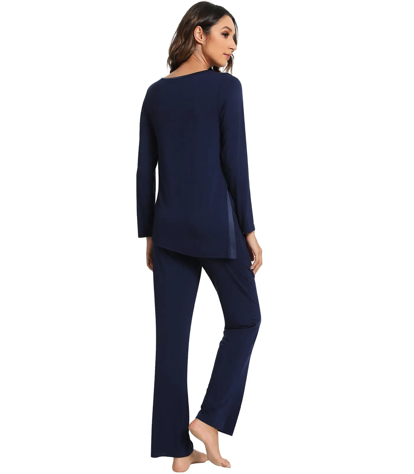 WiWi Bamboo Pajamas Set for Women Long Sleeve Sleepwear