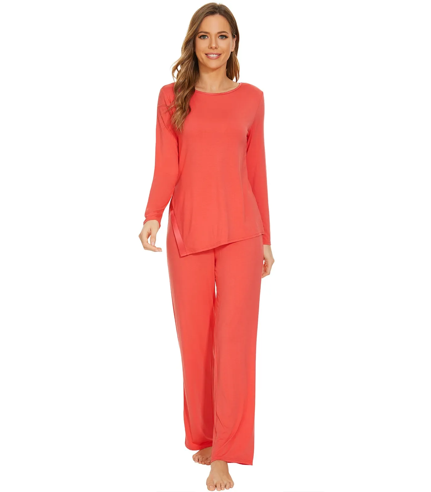 WiWi Bamboo Pajamas Set for Women Long Sleeve Sleepwear