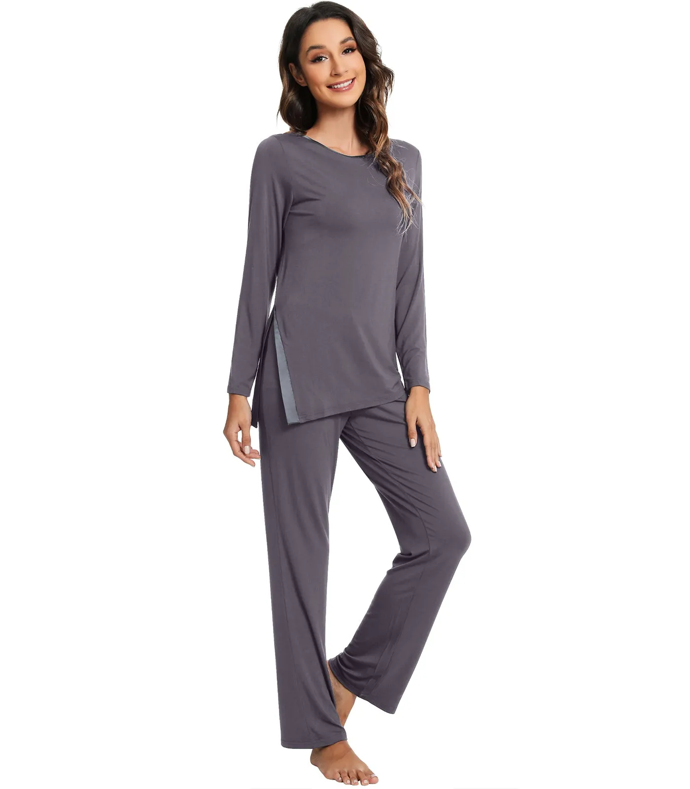 WiWi Bamboo Pajamas Set for Women Long Sleeve Sleepwear