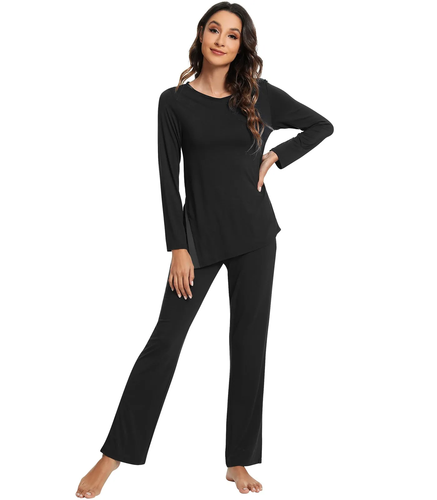 WiWi Bamboo Pajamas Set for Women Long Sleeve Sleepwear