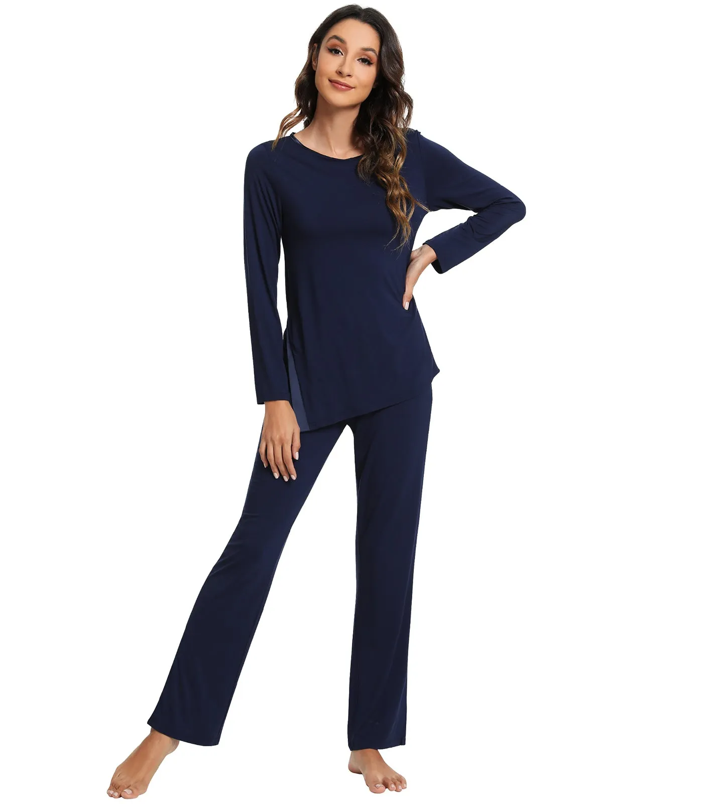 WiWi Bamboo Pajamas Set for Women Long Sleeve Sleepwear