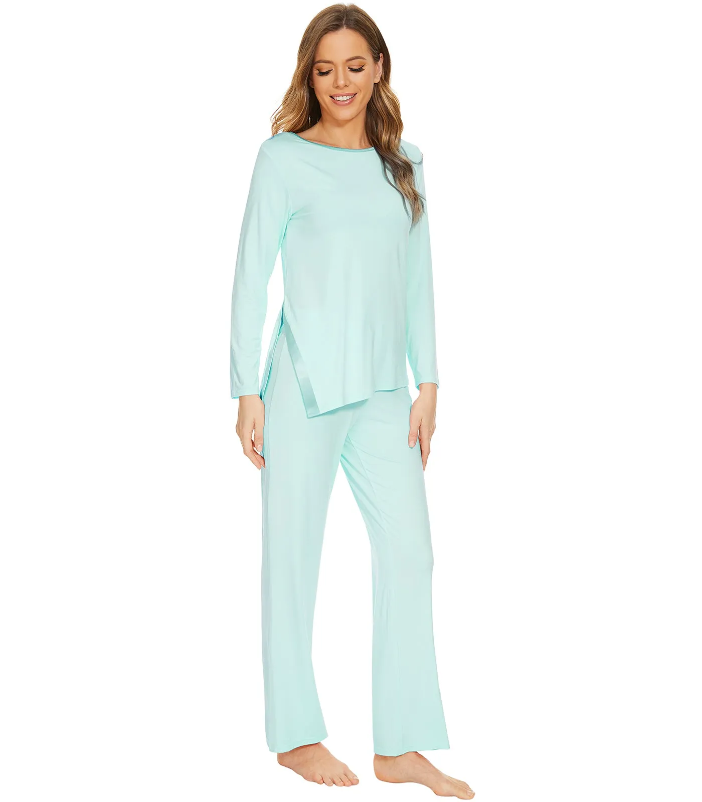 WiWi Bamboo Pajamas Set for Women Long Sleeve Sleepwear