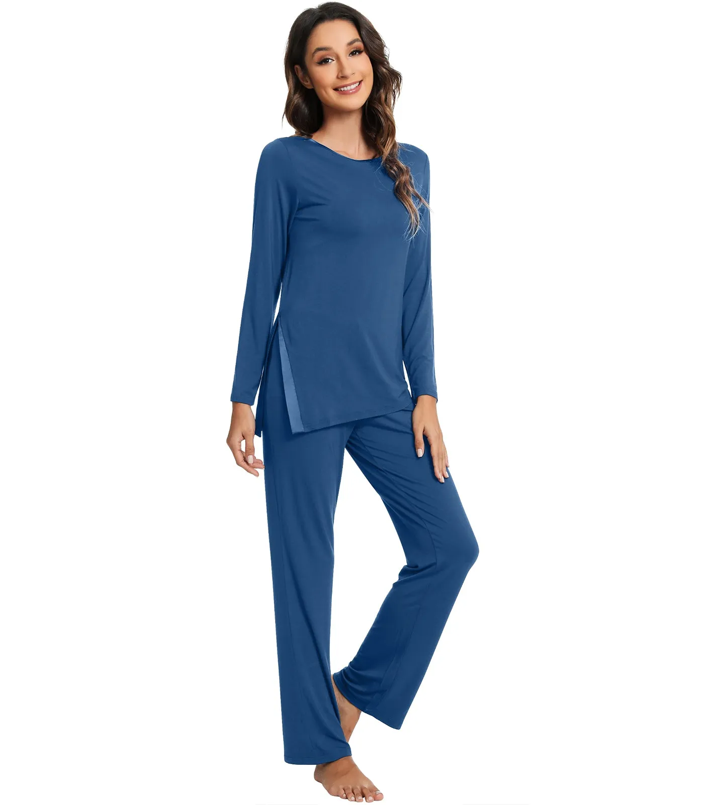 WiWi Bamboo Pajamas Set for Women Long Sleeve Sleepwear