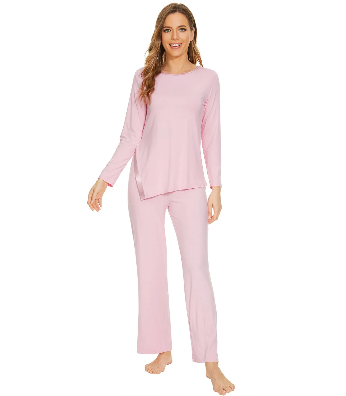 WiWi Bamboo Pajamas Set for Women Long Sleeve Sleepwear