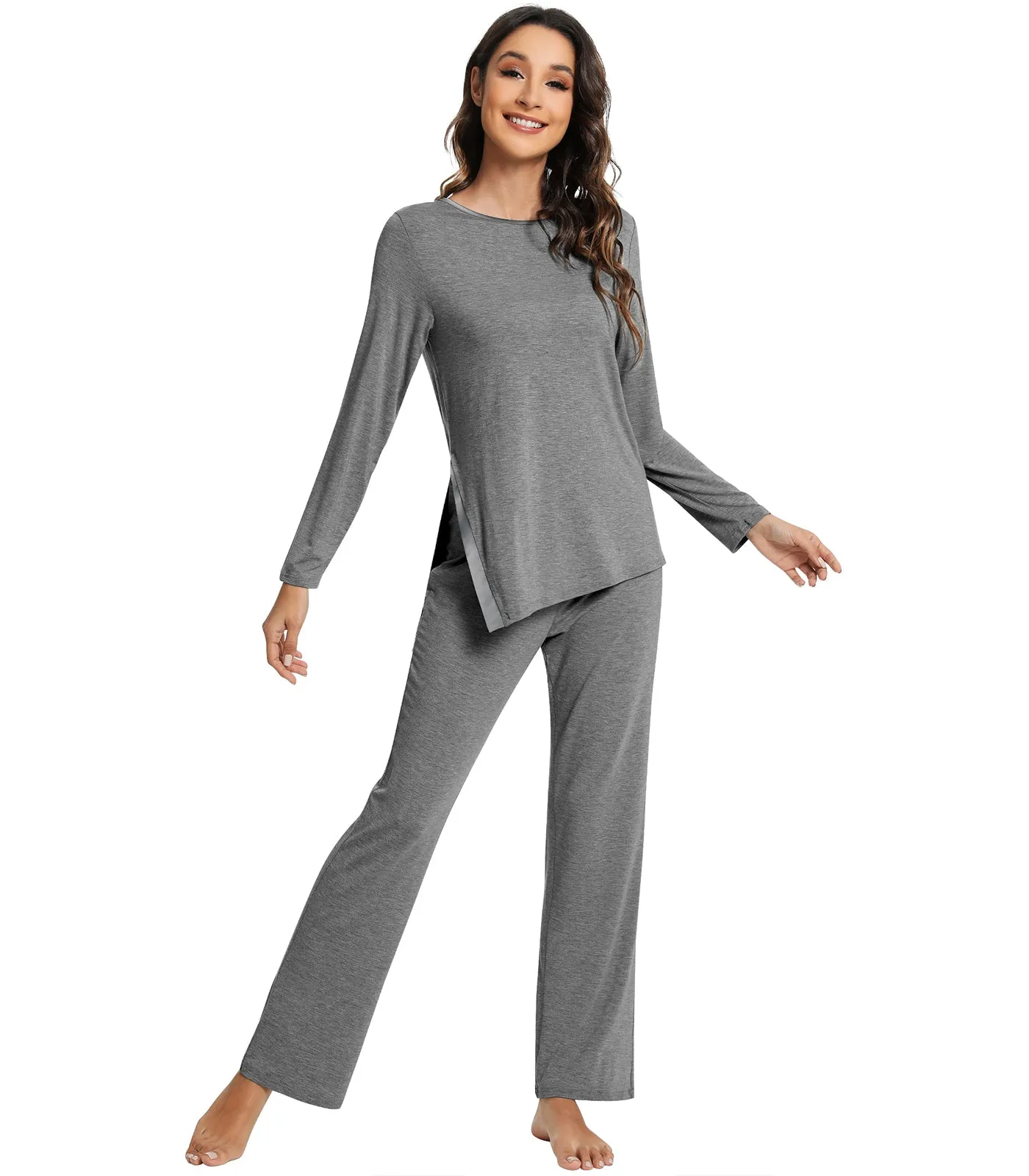 WiWi Bamboo Pajamas Set for Women Long Sleeve Sleepwear
