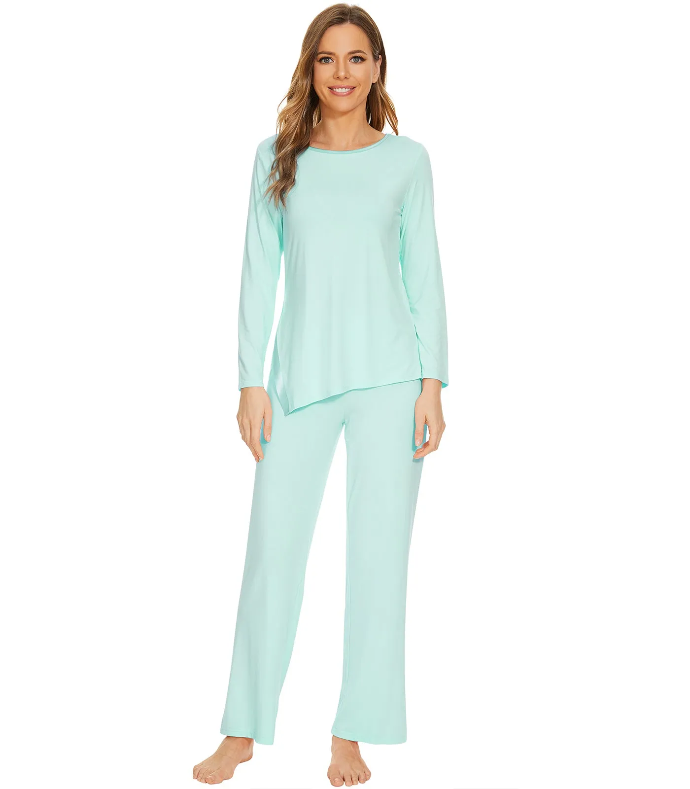 WiWi Bamboo Pajamas Set for Women Long Sleeve Sleepwear