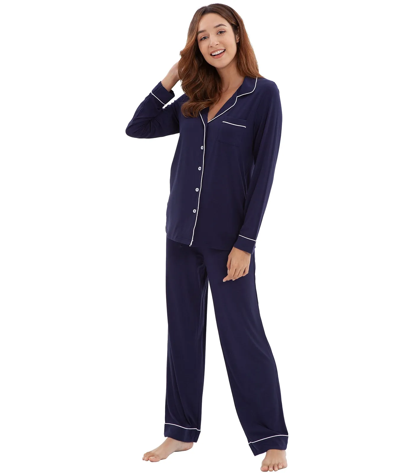 WiWi Pajamas Set Long Sleeve Nightwear Loungewear