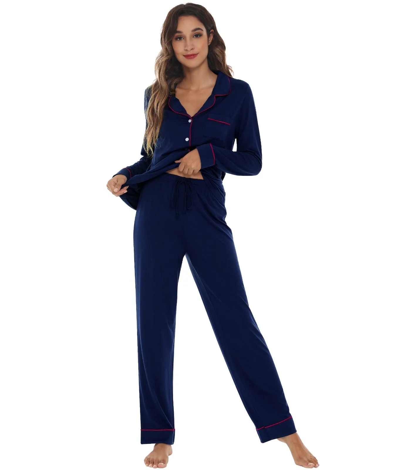 WiWi Pajamas Set Long Sleeve Nightwear Loungewear