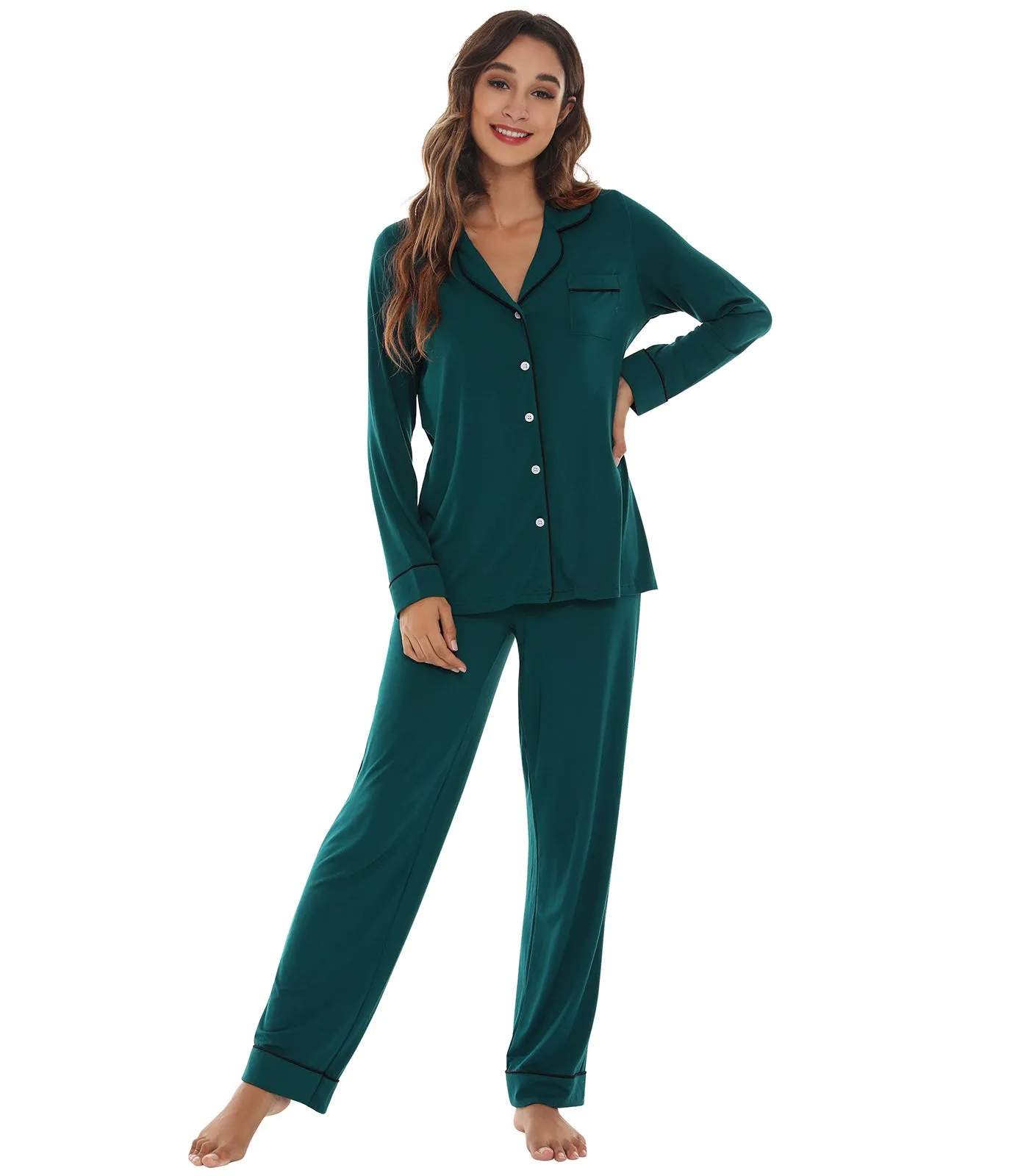 WiWi Pajamas Set Long Sleeve Nightwear Loungewear