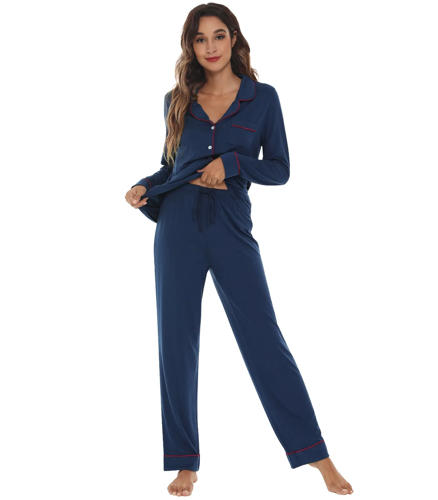WiWi Pajamas Set Long Sleeve Nightwear Loungewear