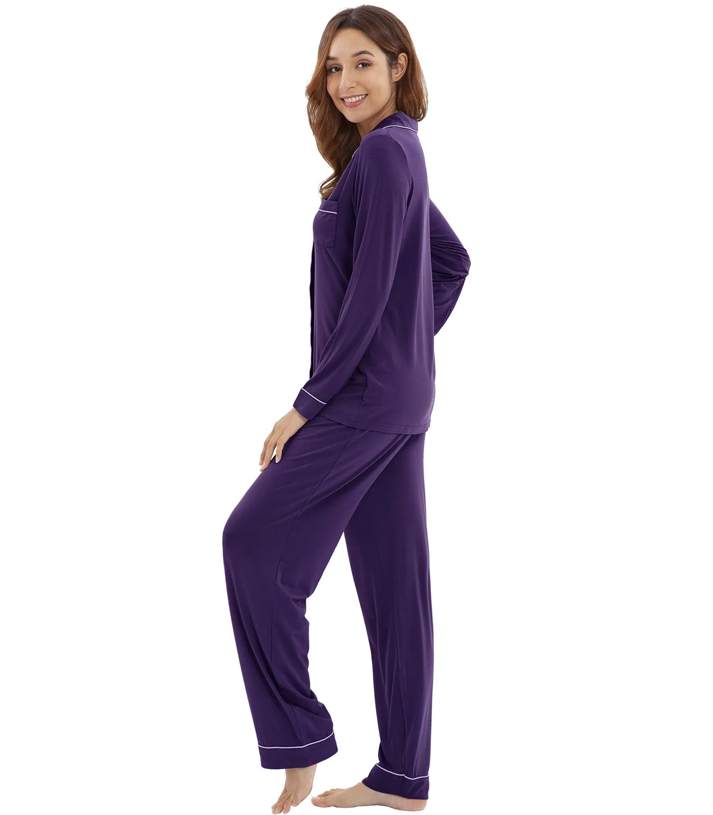 WiWi Pajamas Set Long Sleeve Nightwear Loungewear