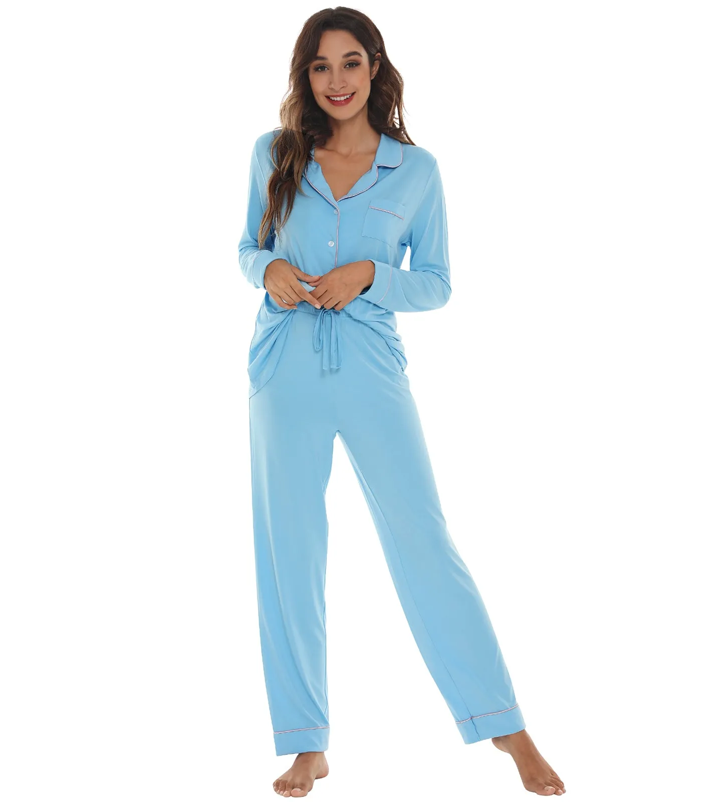 WiWi Pajamas Set Long Sleeve Nightwear Loungewear