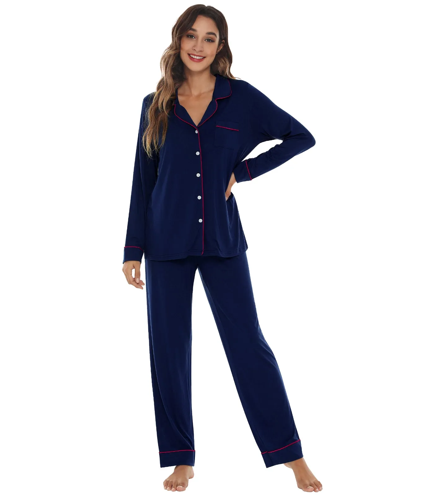 WiWi Pajamas Set Long Sleeve Nightwear Loungewear