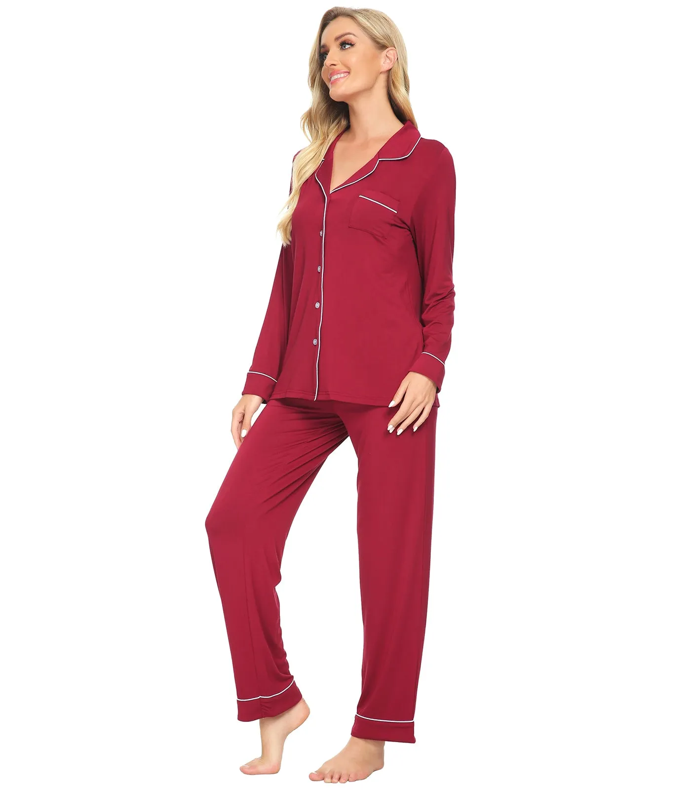 WiWi Pajamas Set Long Sleeve Nightwear Loungewear