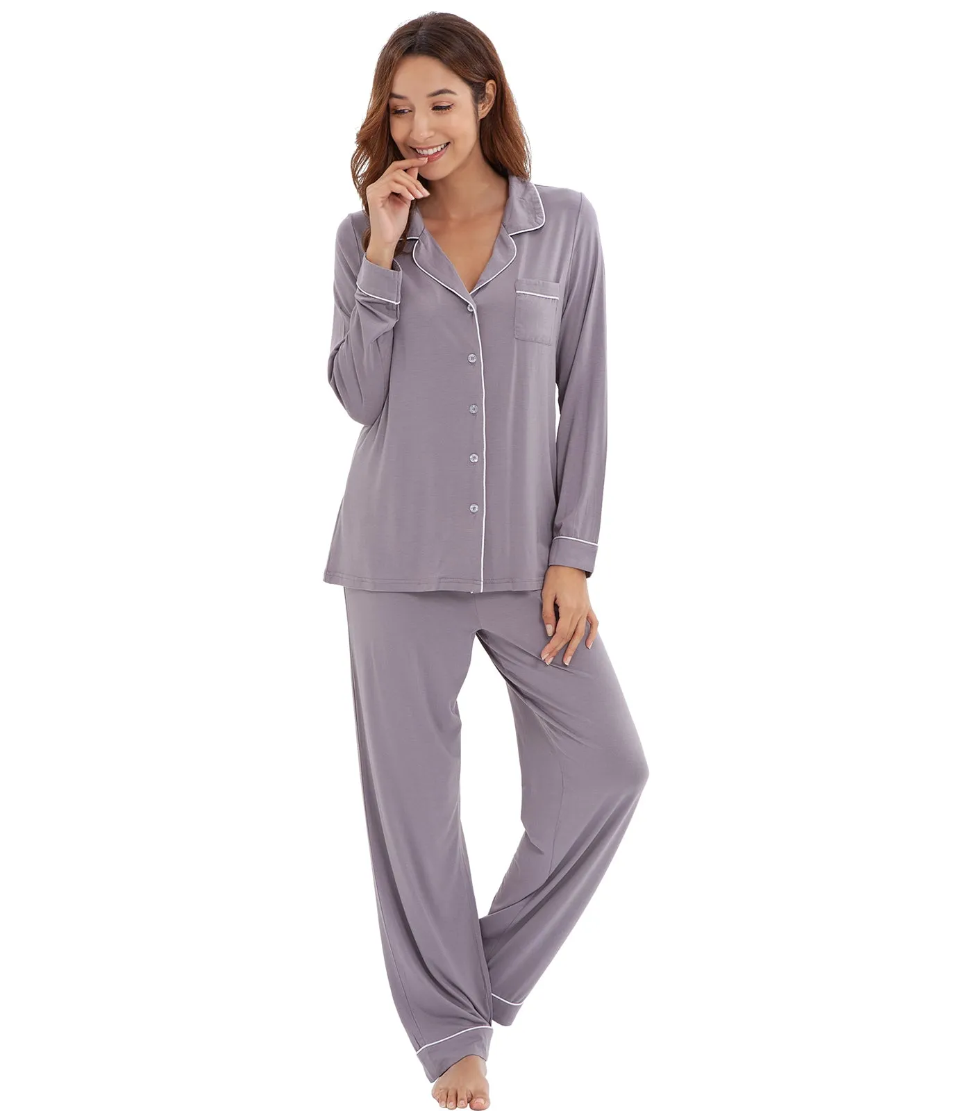 WiWi Pajamas Set Long Sleeve Nightwear Loungewear