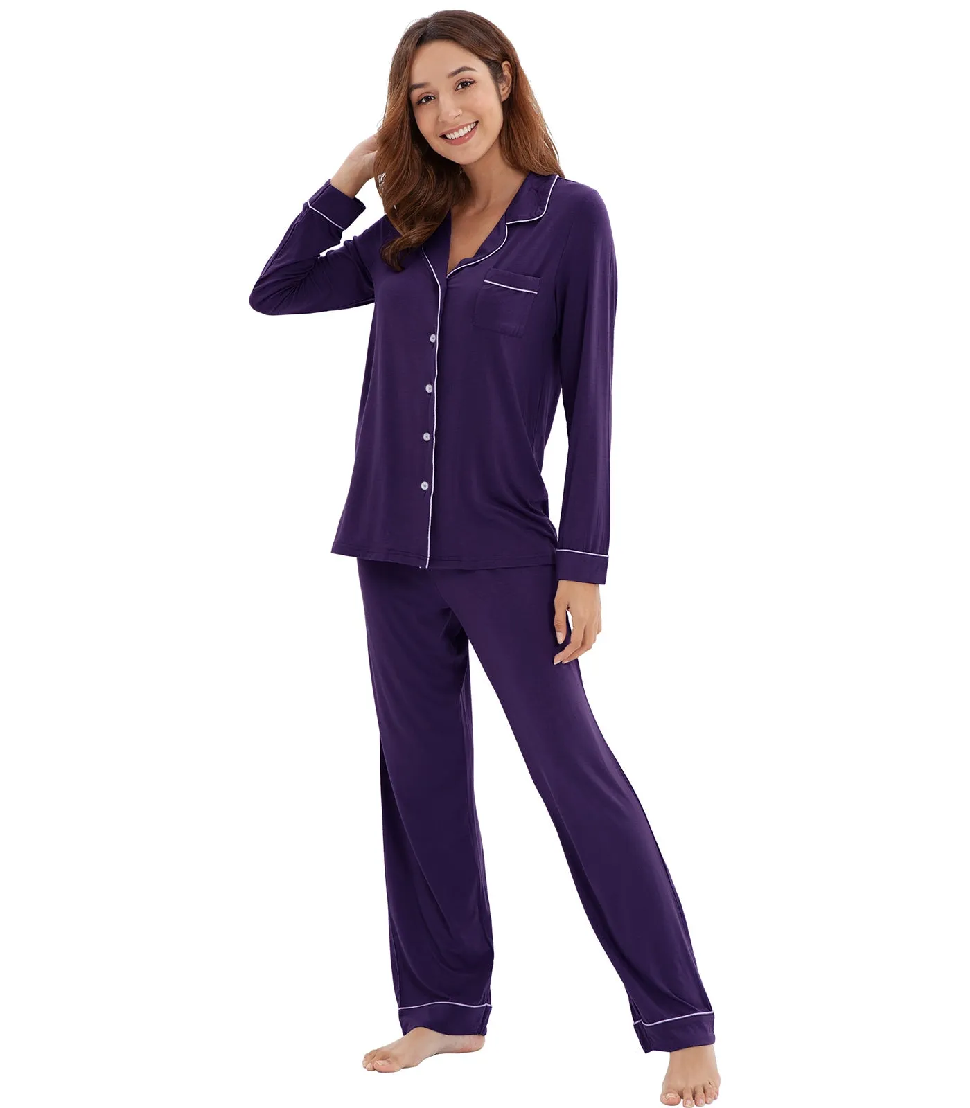 WiWi Pajamas Set Long Sleeve Nightwear Loungewear