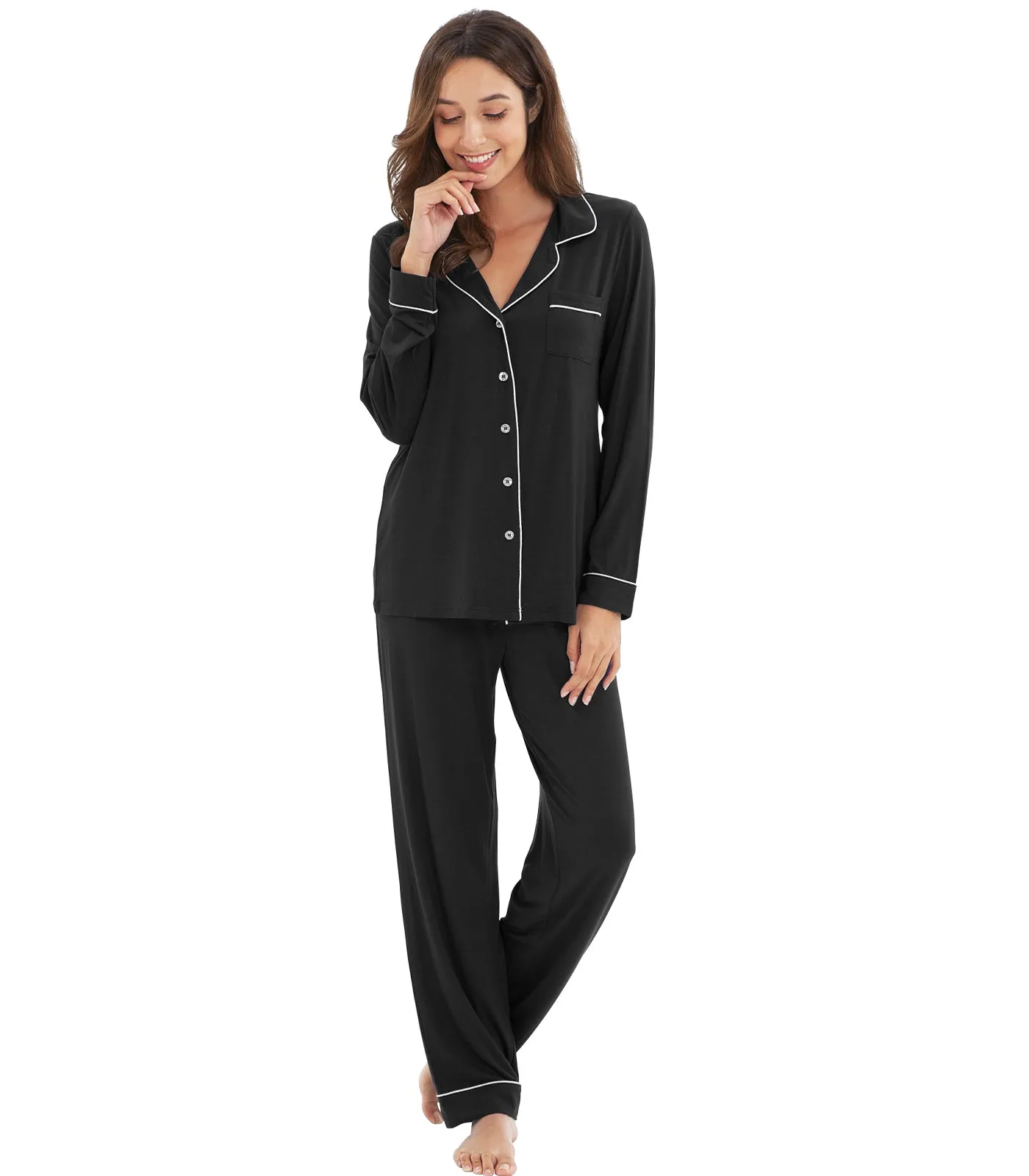 WiWi Pajamas Set Long Sleeve Nightwear Loungewear