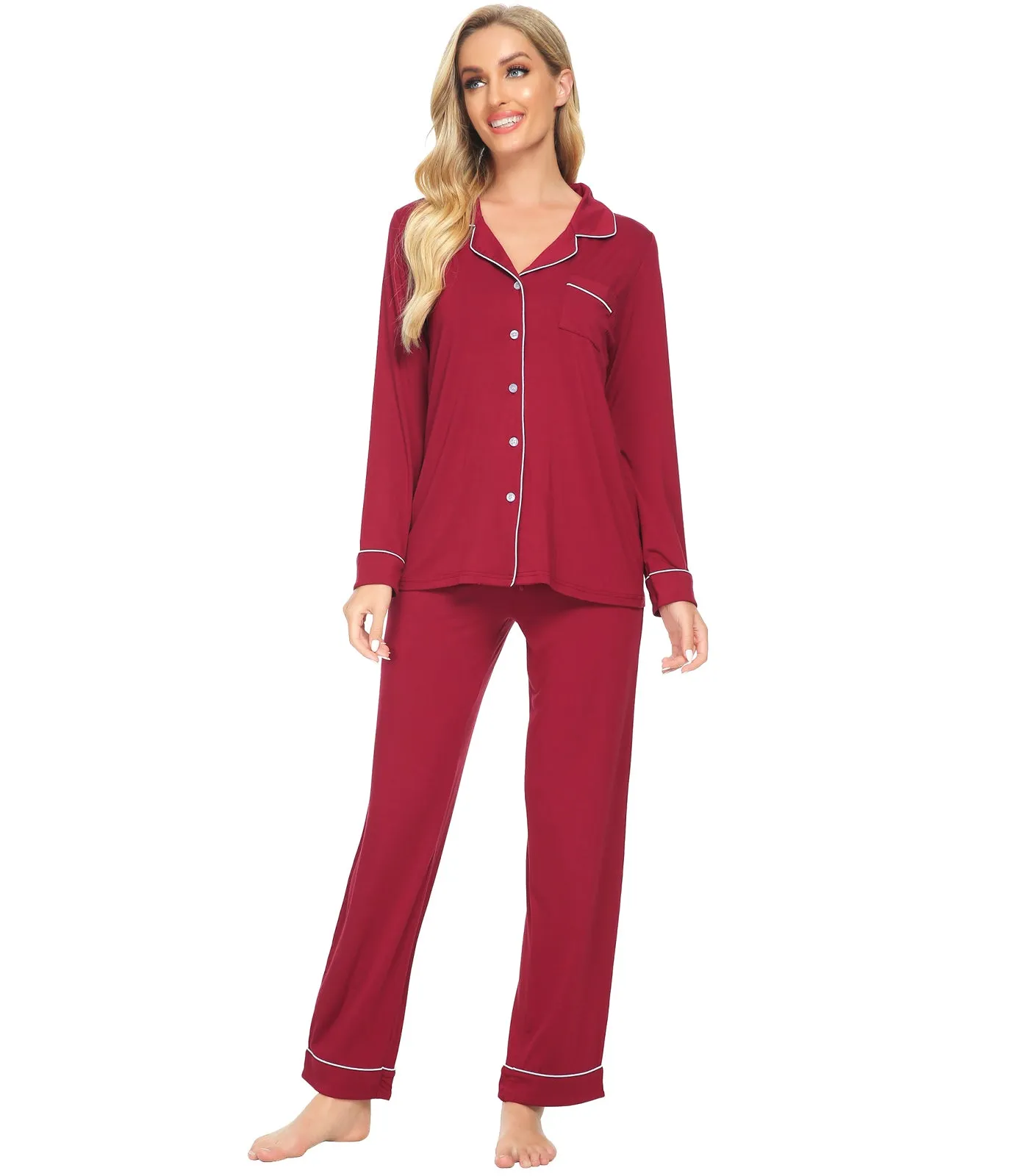 WiWi Pajamas Set Long Sleeve Nightwear Loungewear