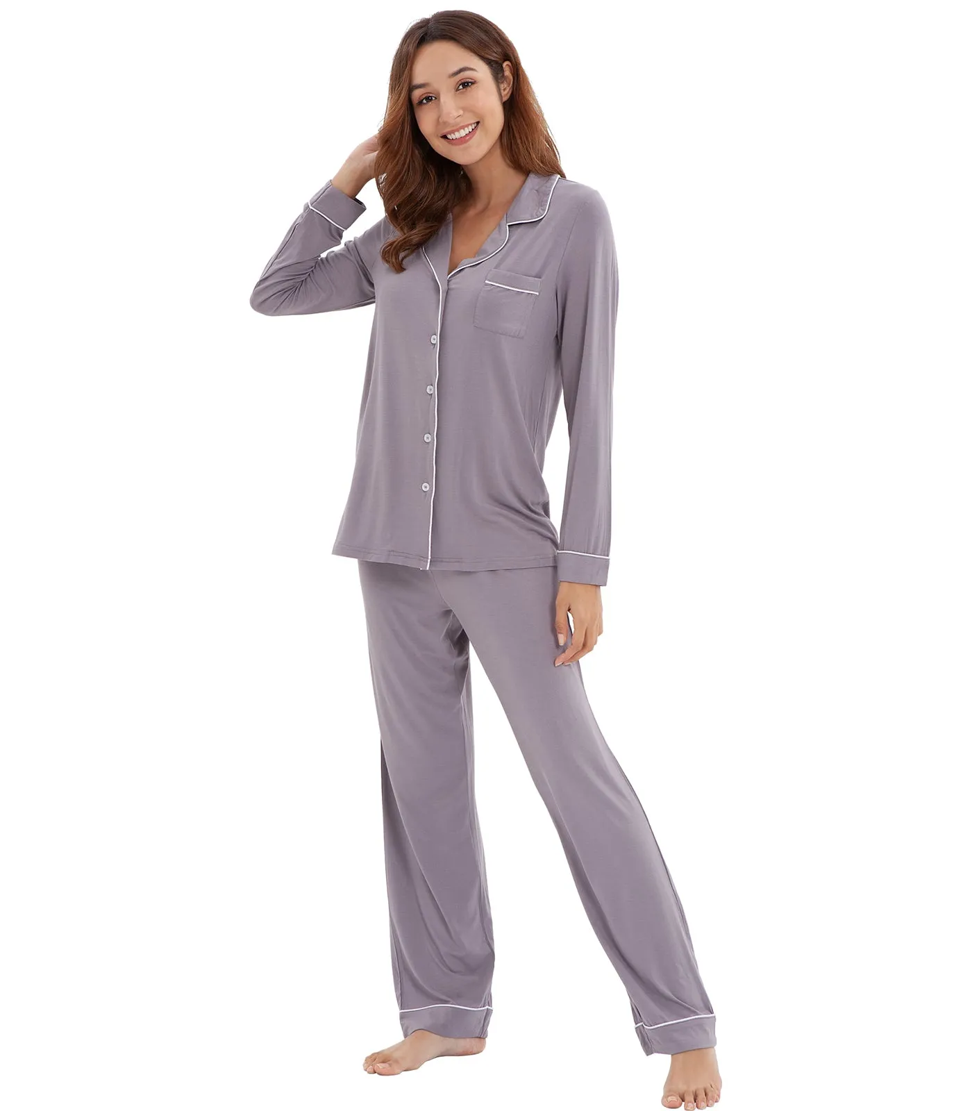 WiWi Pajamas Set Long Sleeve Nightwear Loungewear