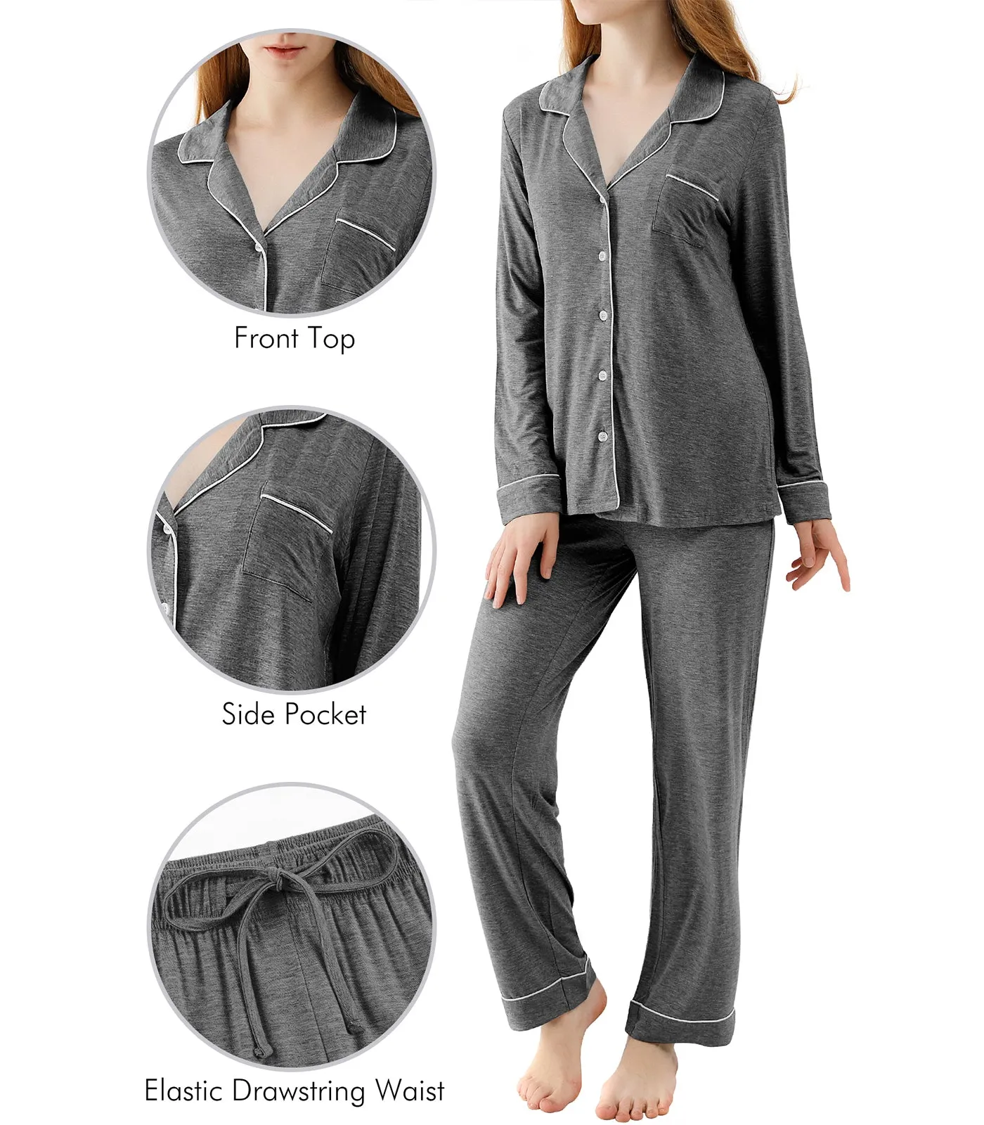 WiWi Pajamas Set Long Sleeve Nightwear Loungewear