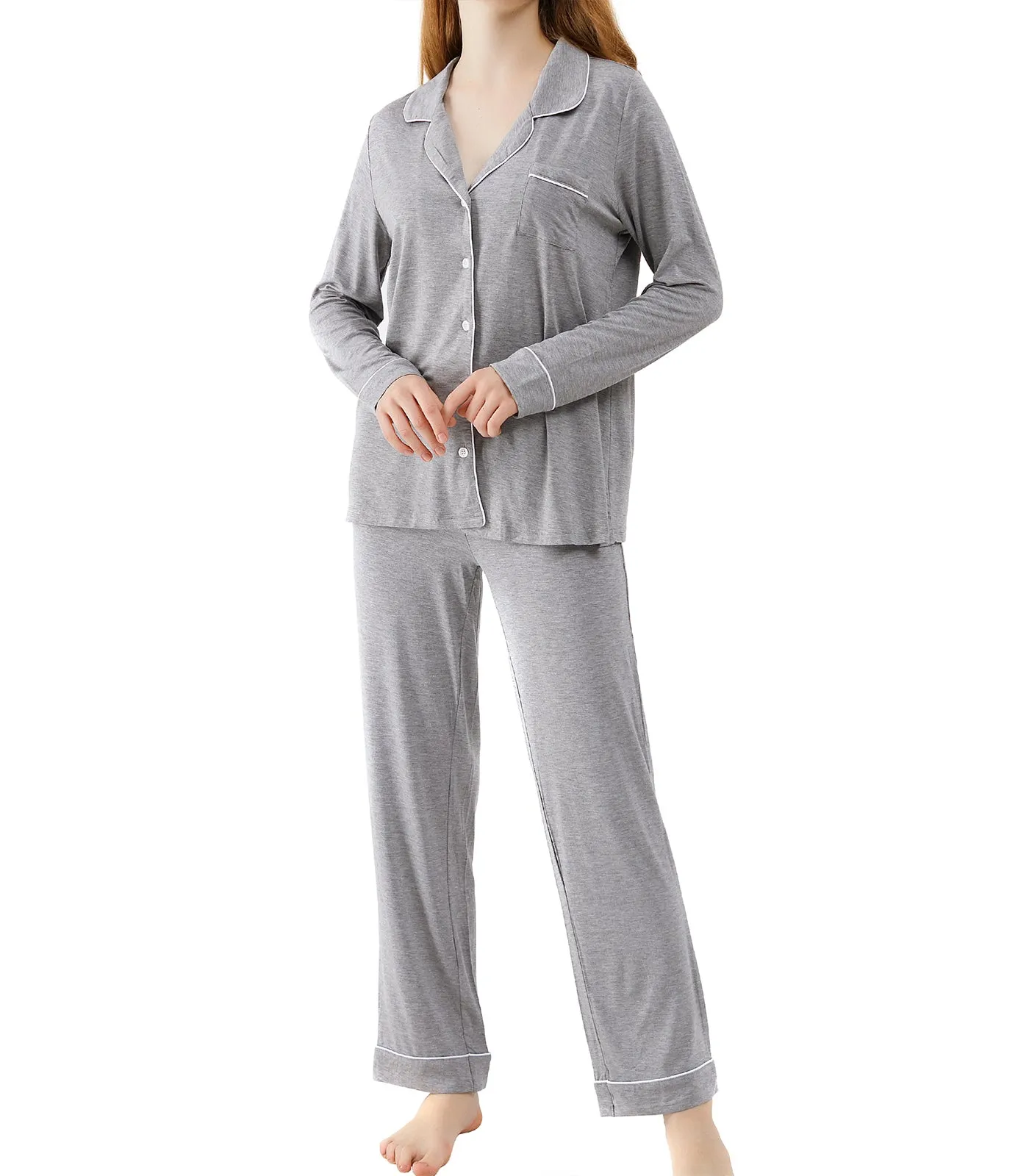 WiWi Pajamas Set Long Sleeve Nightwear Loungewear