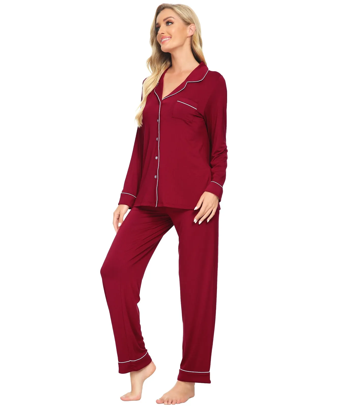 WiWi Pajamas Set Long Sleeve Nightwear Loungewear