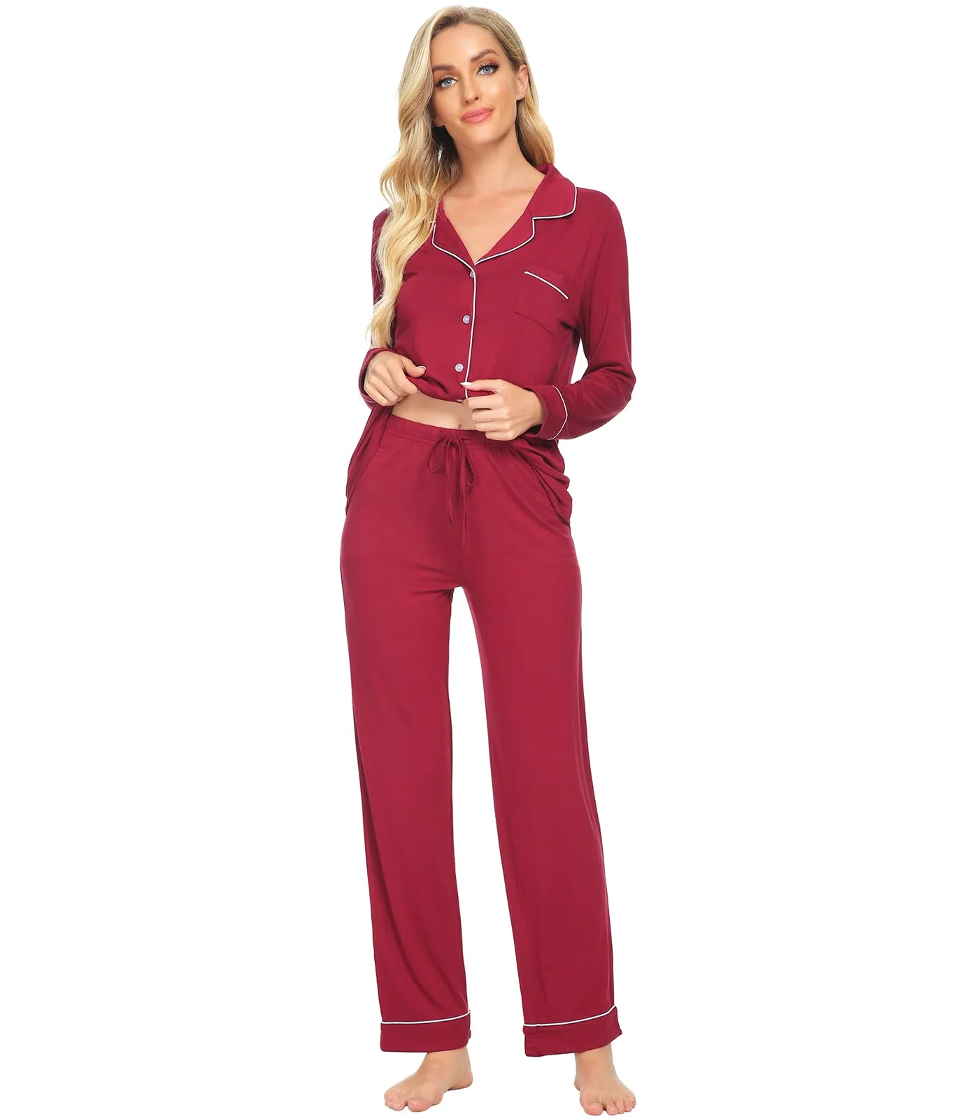 WiWi Pajamas Set Long Sleeve Nightwear Loungewear