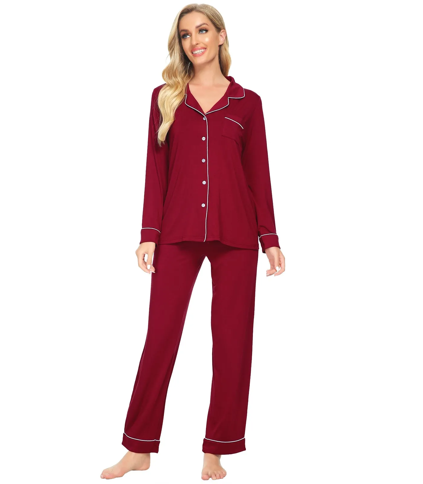 WiWi Pajamas Set Long Sleeve Nightwear Loungewear