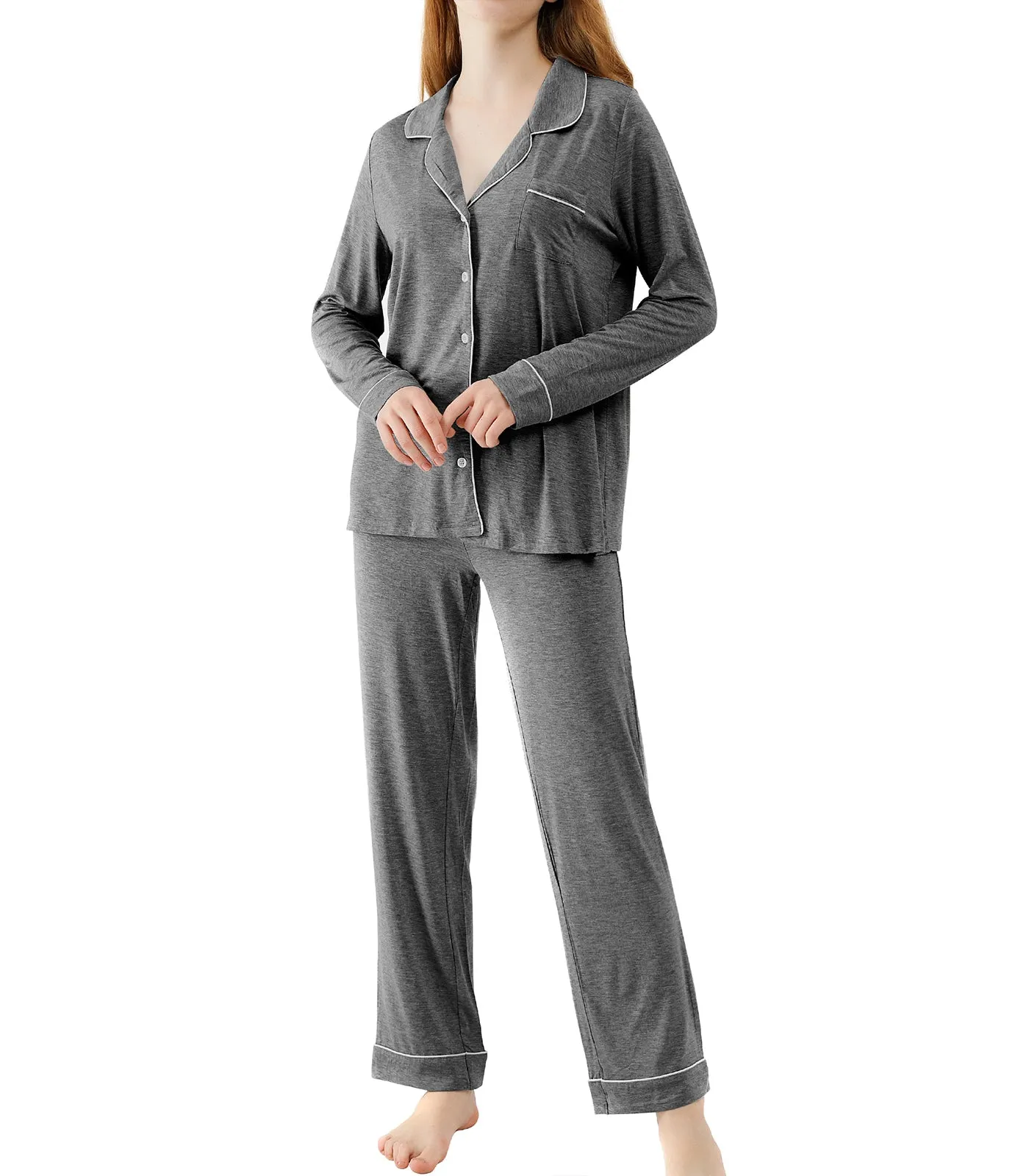 WiWi Pajamas Set Long Sleeve Nightwear Loungewear