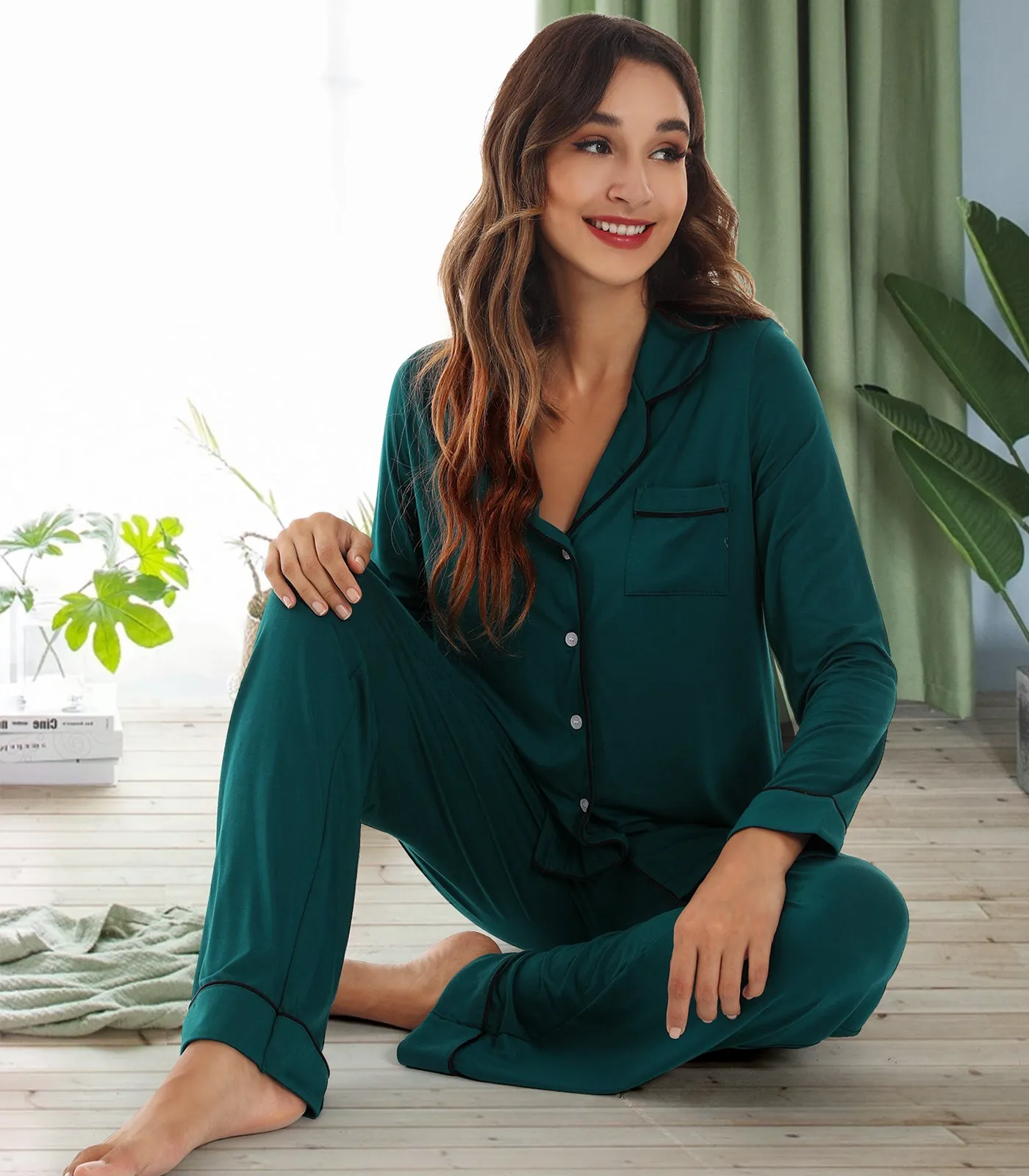 WiWi Pajamas Set Long Sleeve Nightwear Loungewear