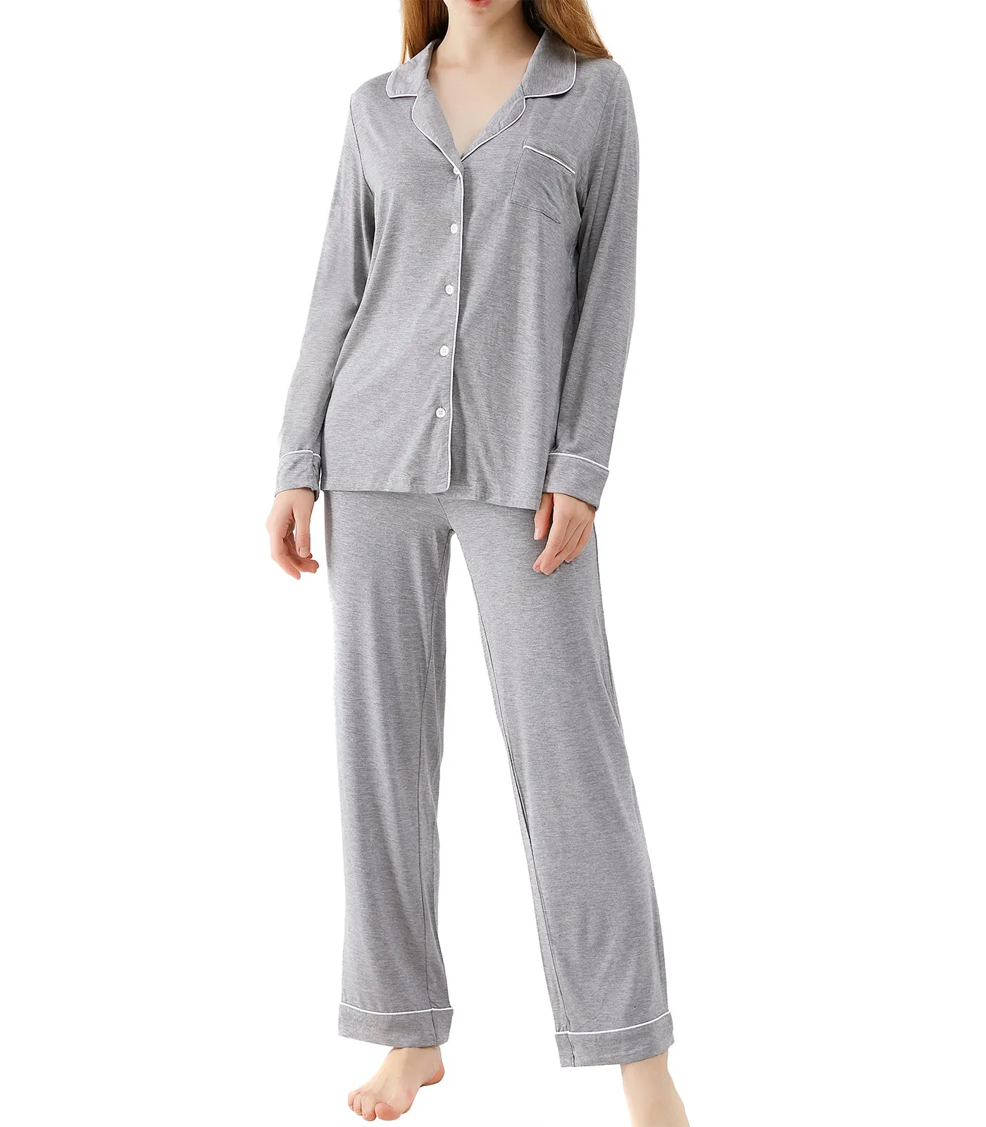 WiWi Pajamas Set Long Sleeve Nightwear Loungewear
