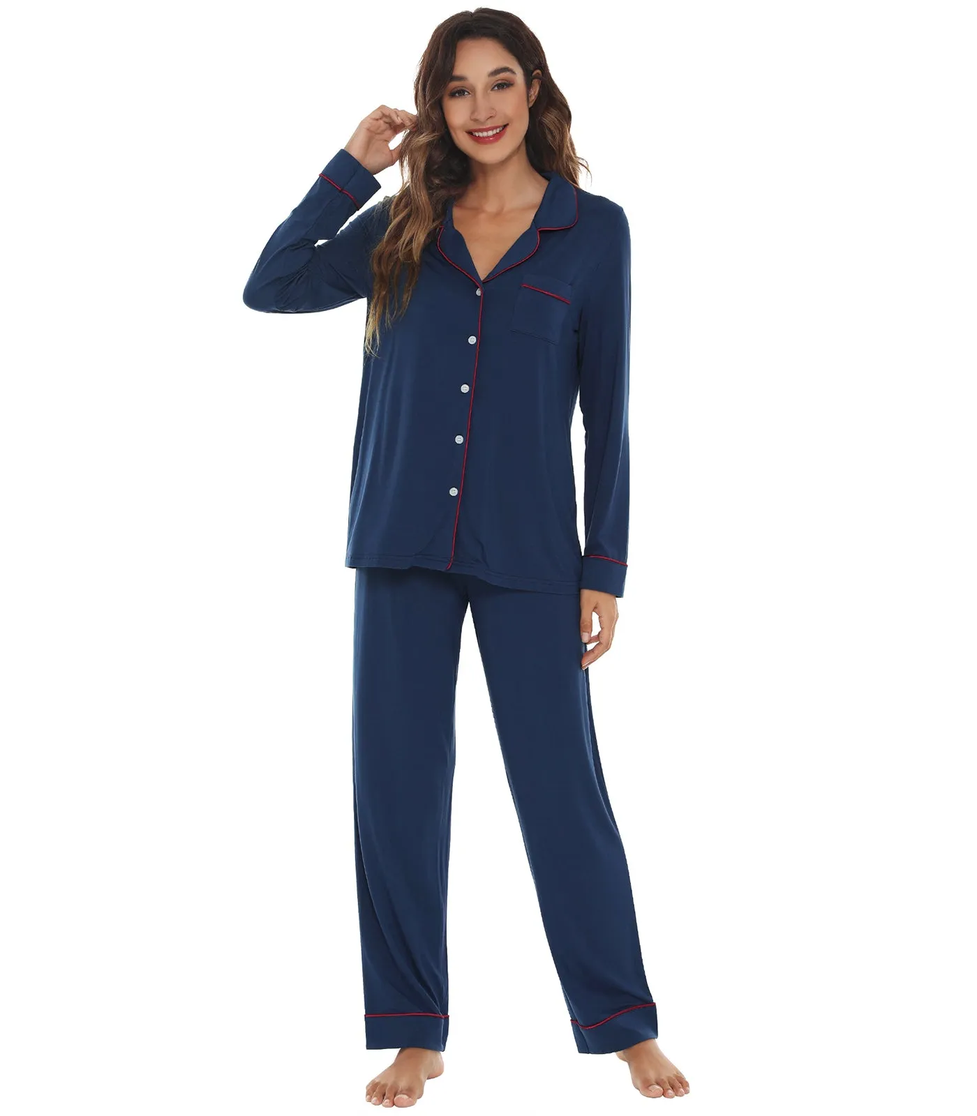 WiWi Pajamas Set Long Sleeve Nightwear Loungewear
