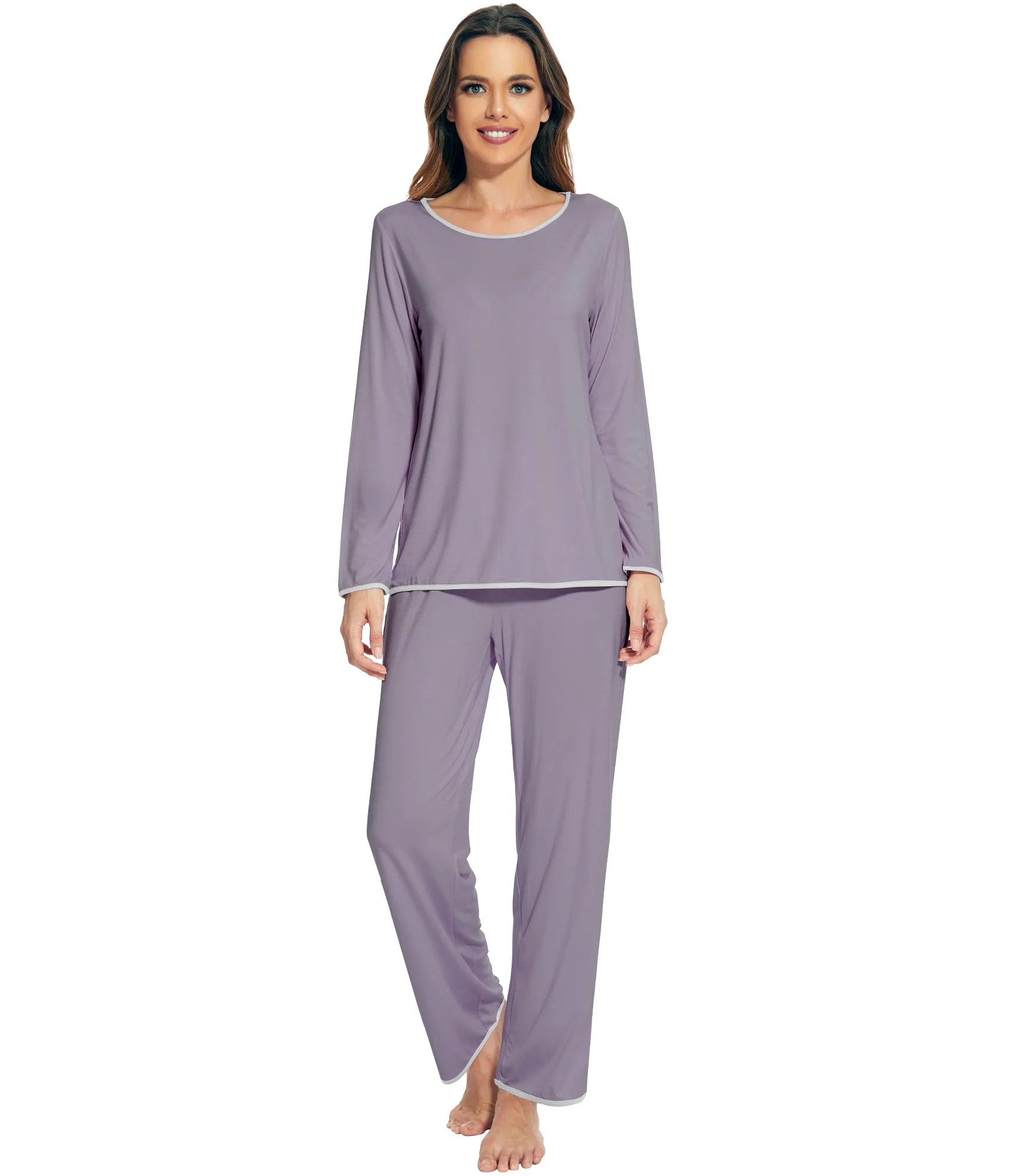 WiWi Soft Long Sleeve Bamboo Pajamas Set for Women