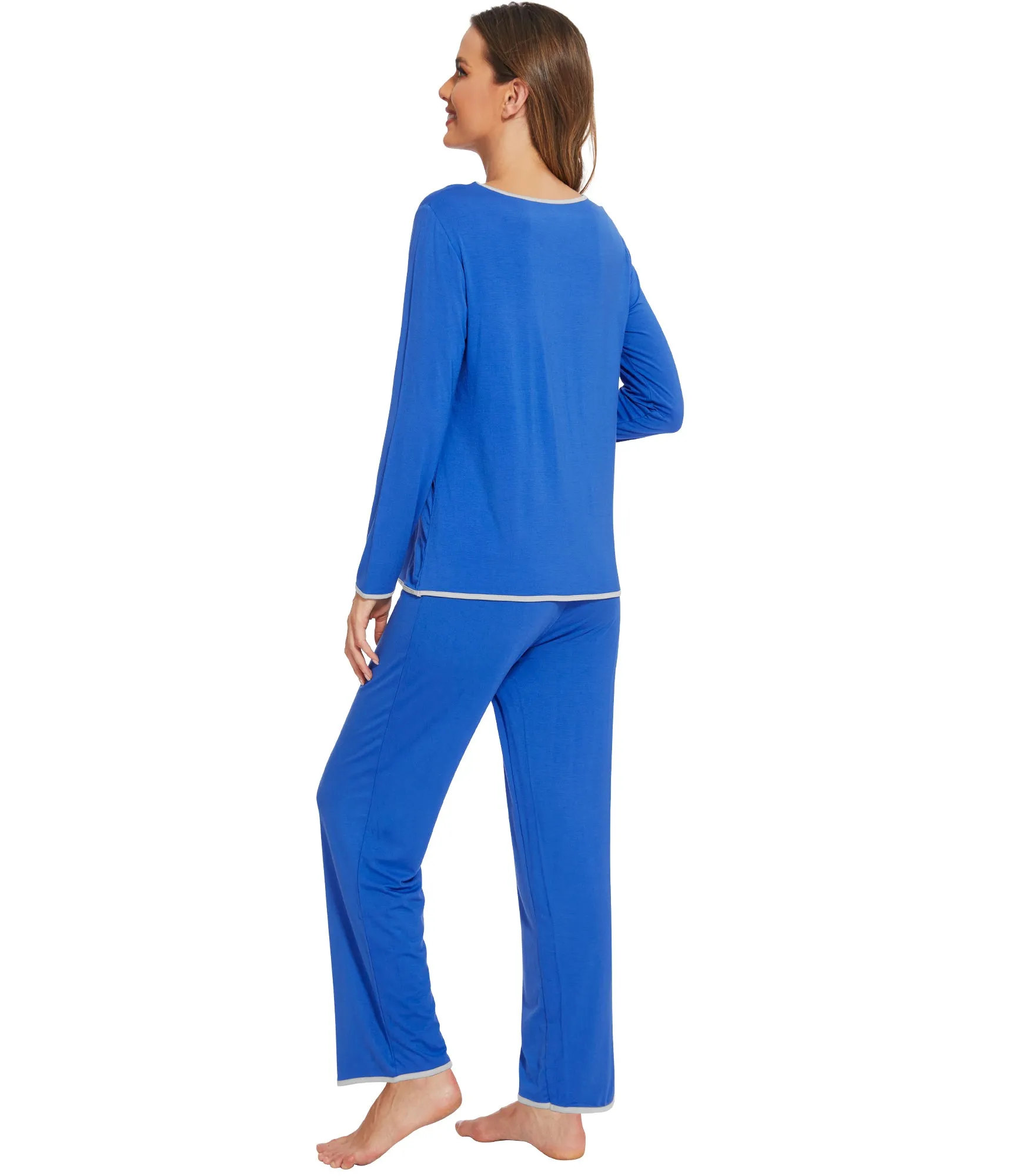 WiWi Soft Long Sleeve Bamboo Pajamas Set for Women